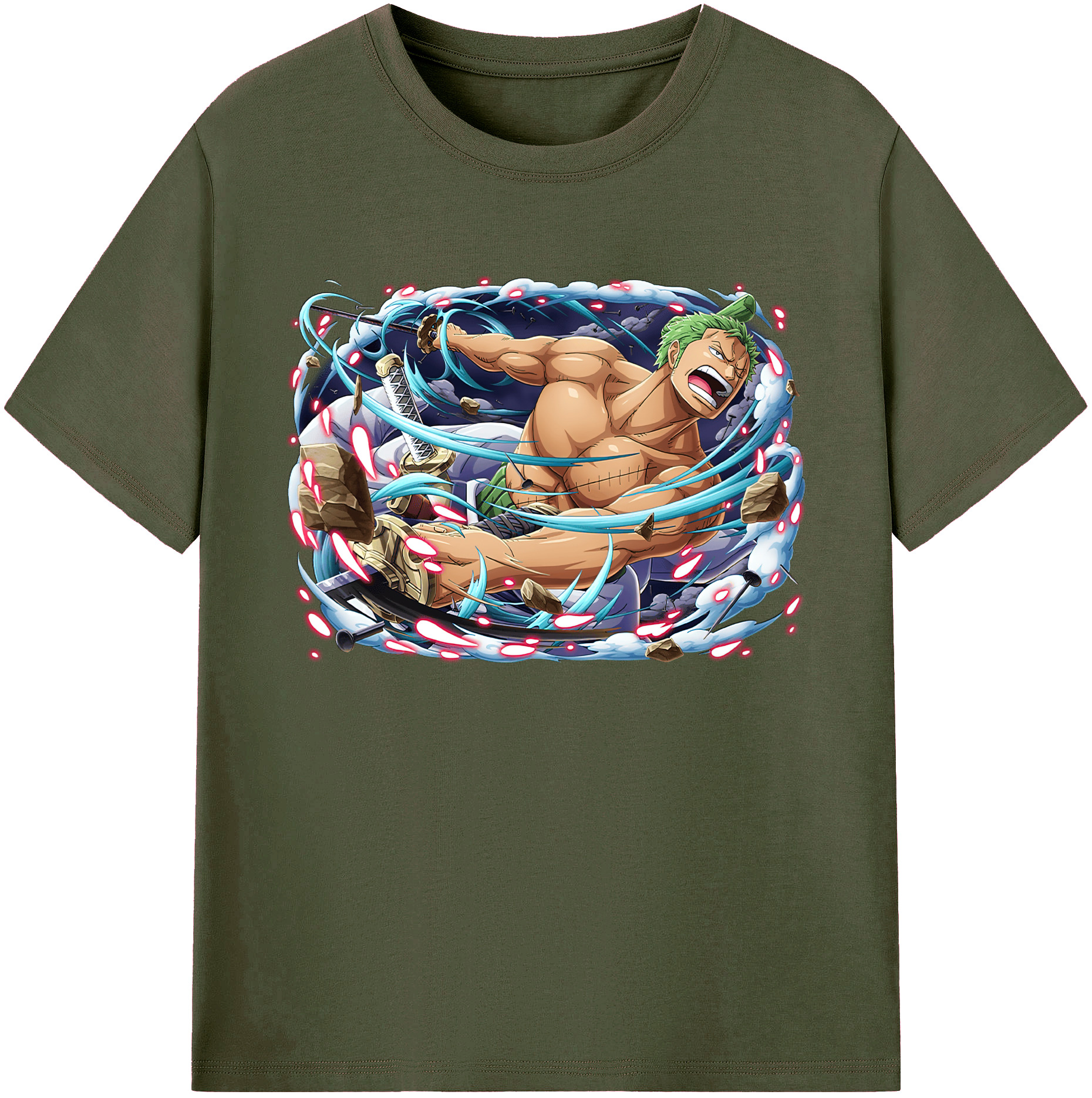 ワンピース ロロノア・ゾロ ONE PIECE Roronoa Zoro 綿100％ メンズ半袖Tシャツ｜肌触りやわらか＆通気性
